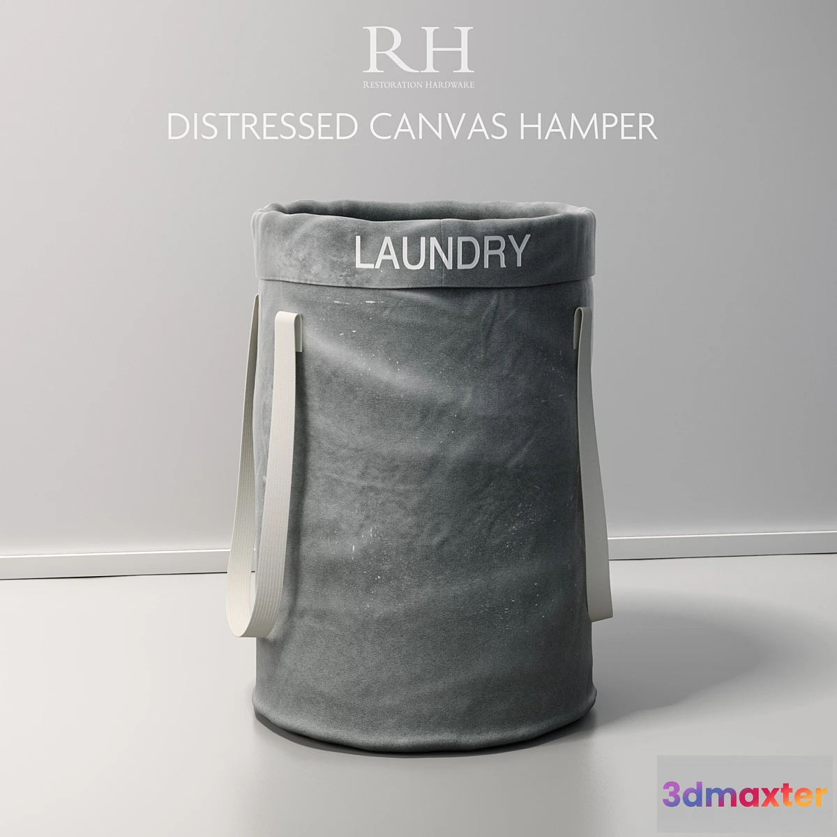 901520 - Restoration Hardware Distressed Canvas Hamper - No.2