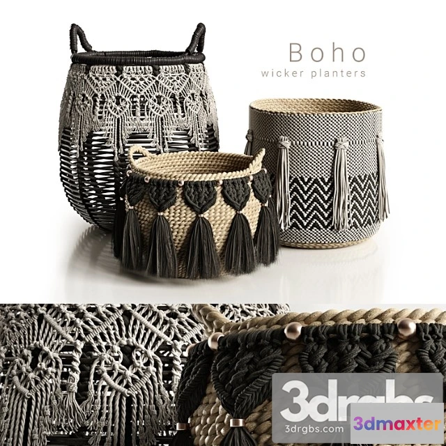 928300 - Boho Wicker Planters