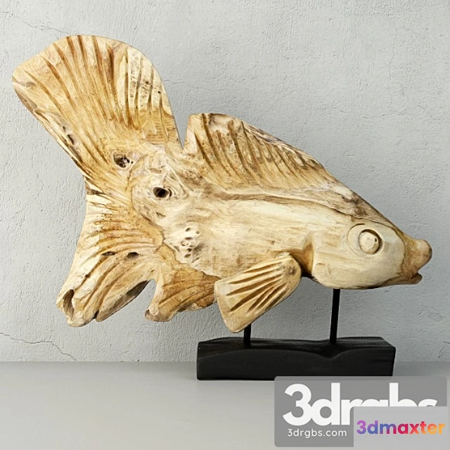 929130 - Hand carved driftwood fish on stand