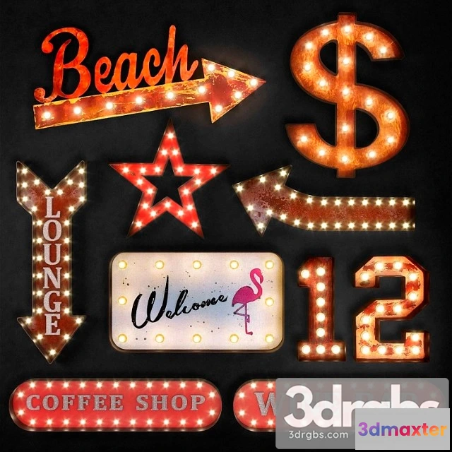 929366 - Lighted metal sign. set 19