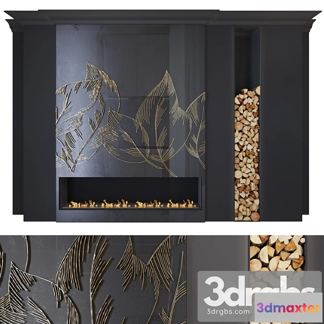 929478 - Modern fireplace (leaves1)