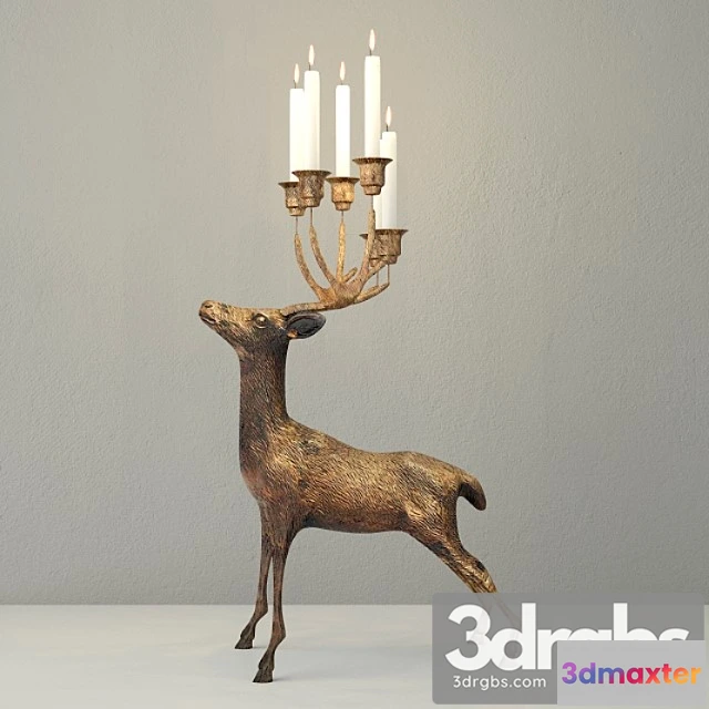 929558 - Oversize Brass Deer Candle Holder