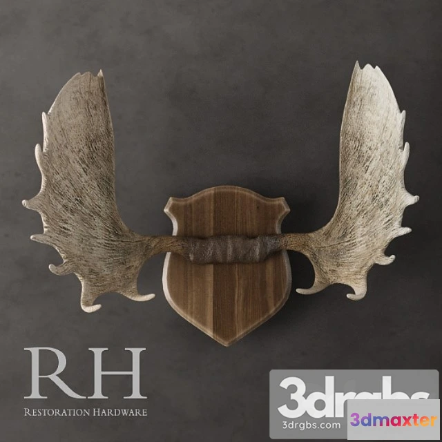 929704 - Restoration Hardware Moose Antlers In Cast Resin