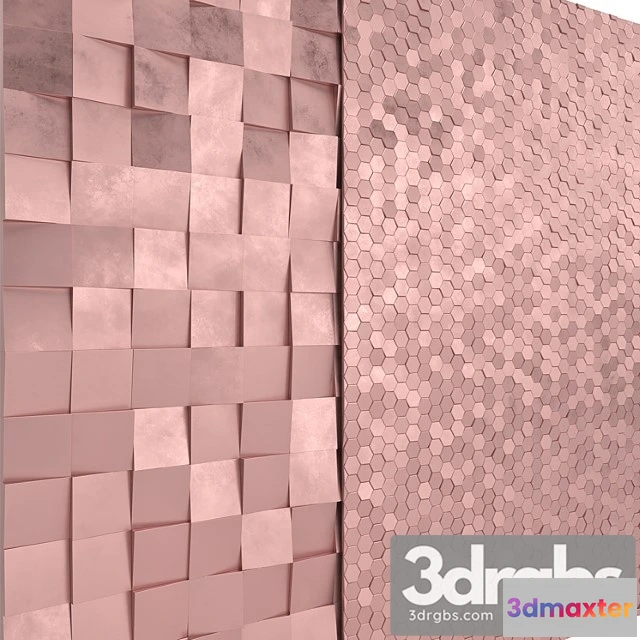 929730 - Rose gold panels cubes & hexagons
