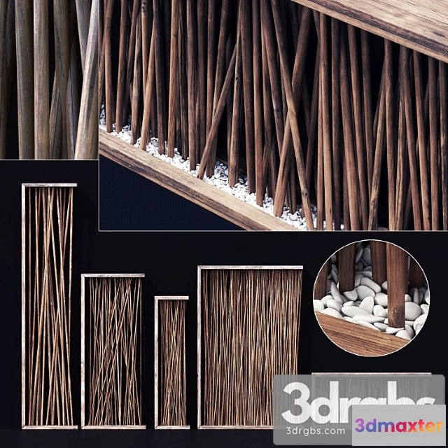 929762 - Screen Wall Branch Pebble H1 Wall Screen Made Of Branches With Pebbles 1