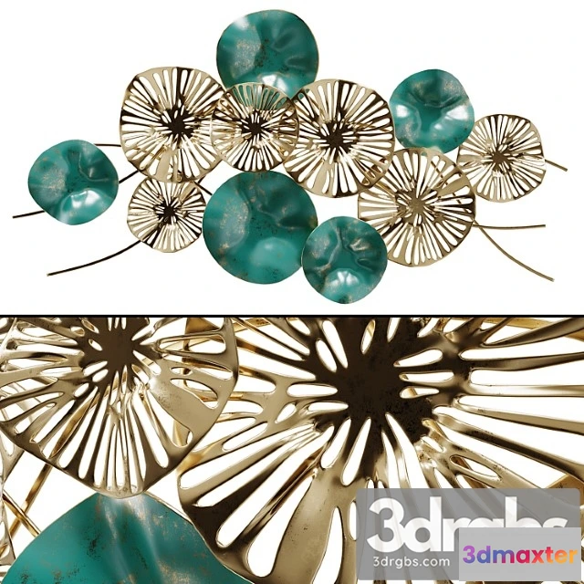 929968 - Wall decor flowers golden-turquoise