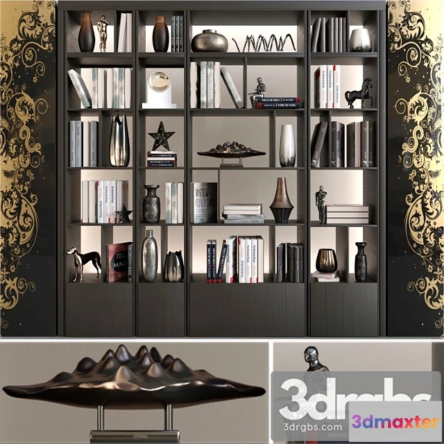 930156 - Wardrobe with decor books and figurines 2