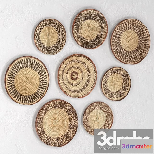 930190 - Wicker african wall baskets.