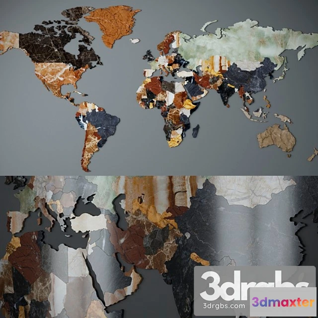 930306 - World Map CNC Cutting Of Marble.