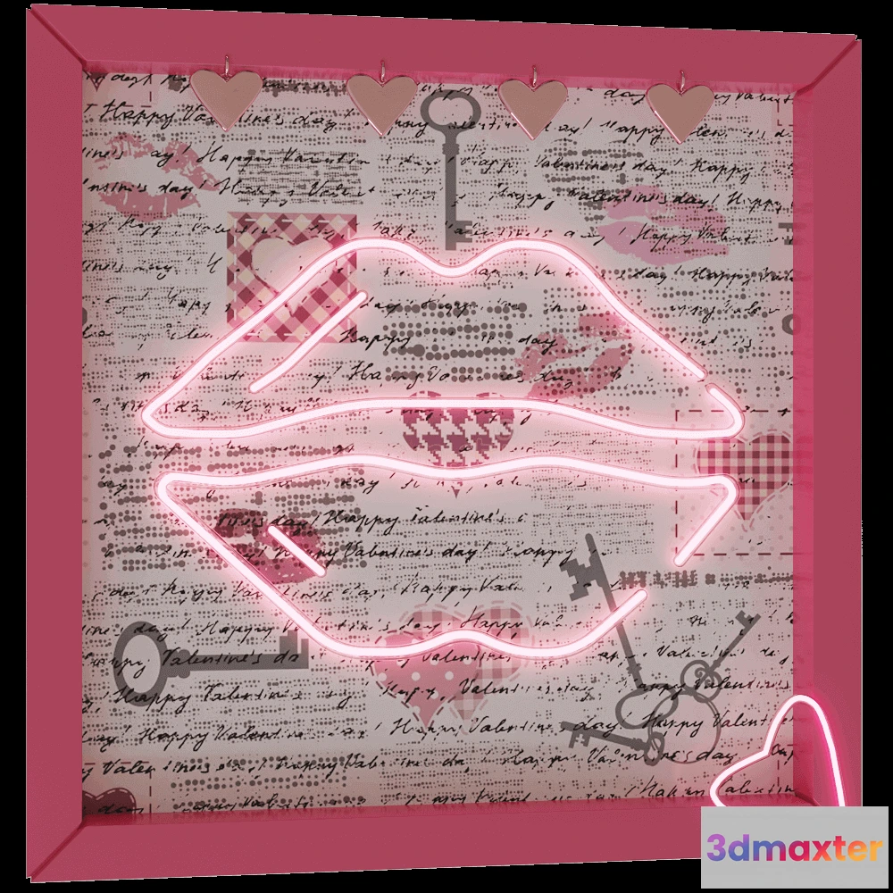 1603034 - decoration - Valentine’s Decor Kiss Light 3D Max