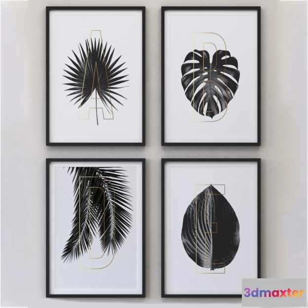 1603276 - decoration - Letters Plants Framed Set-01 3D Max