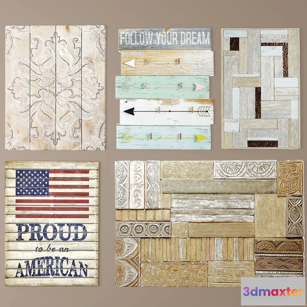1603324 - decoration - Decor boards  pictures  set 3D Max