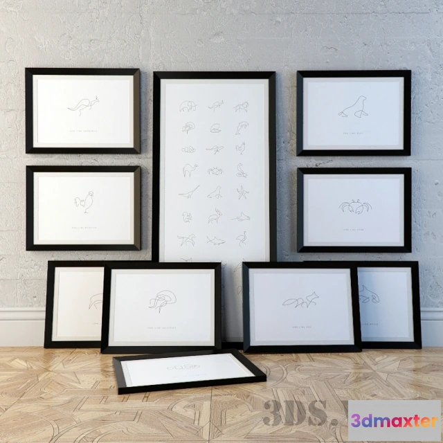 1603448 - decoration - Paintings ONE LINE ANIMALS 3D Max