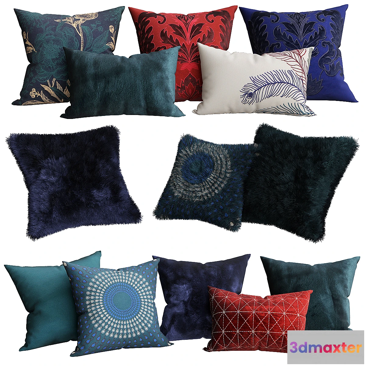 1305864 - Jewel Tone Decorative Pillow Collection 3D Max