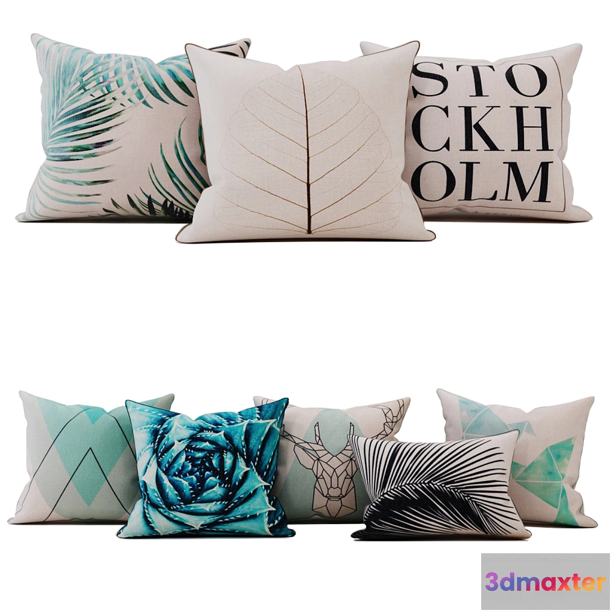 1347200 - Geometry Throw Pillow 3D Max