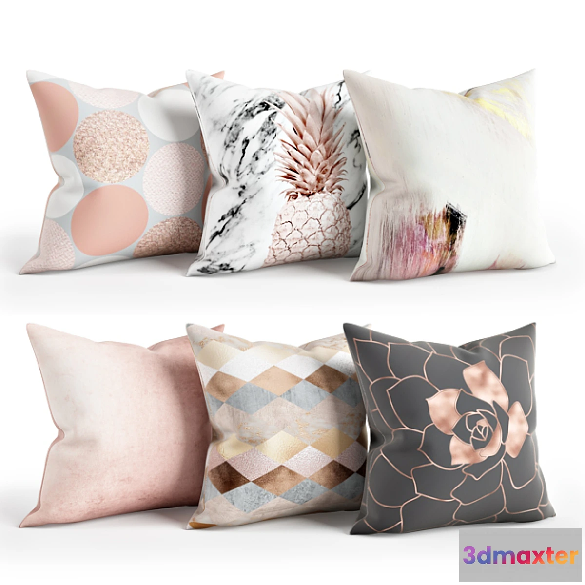 1352792 - Rose_Gold_Pillow_Set_001 3D Max