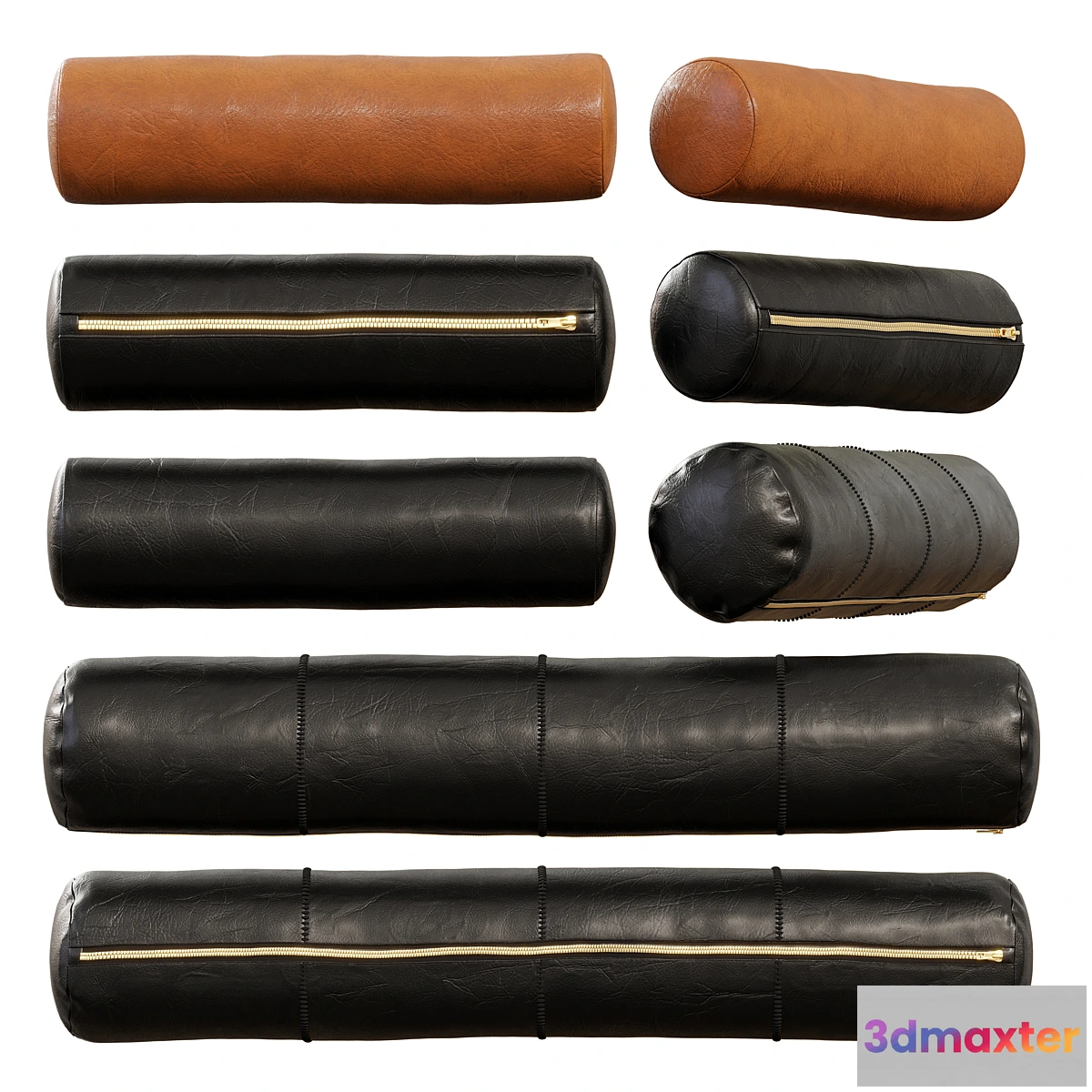 1407850 - CB2 Bolster Leather Throw Pillows 3D Max