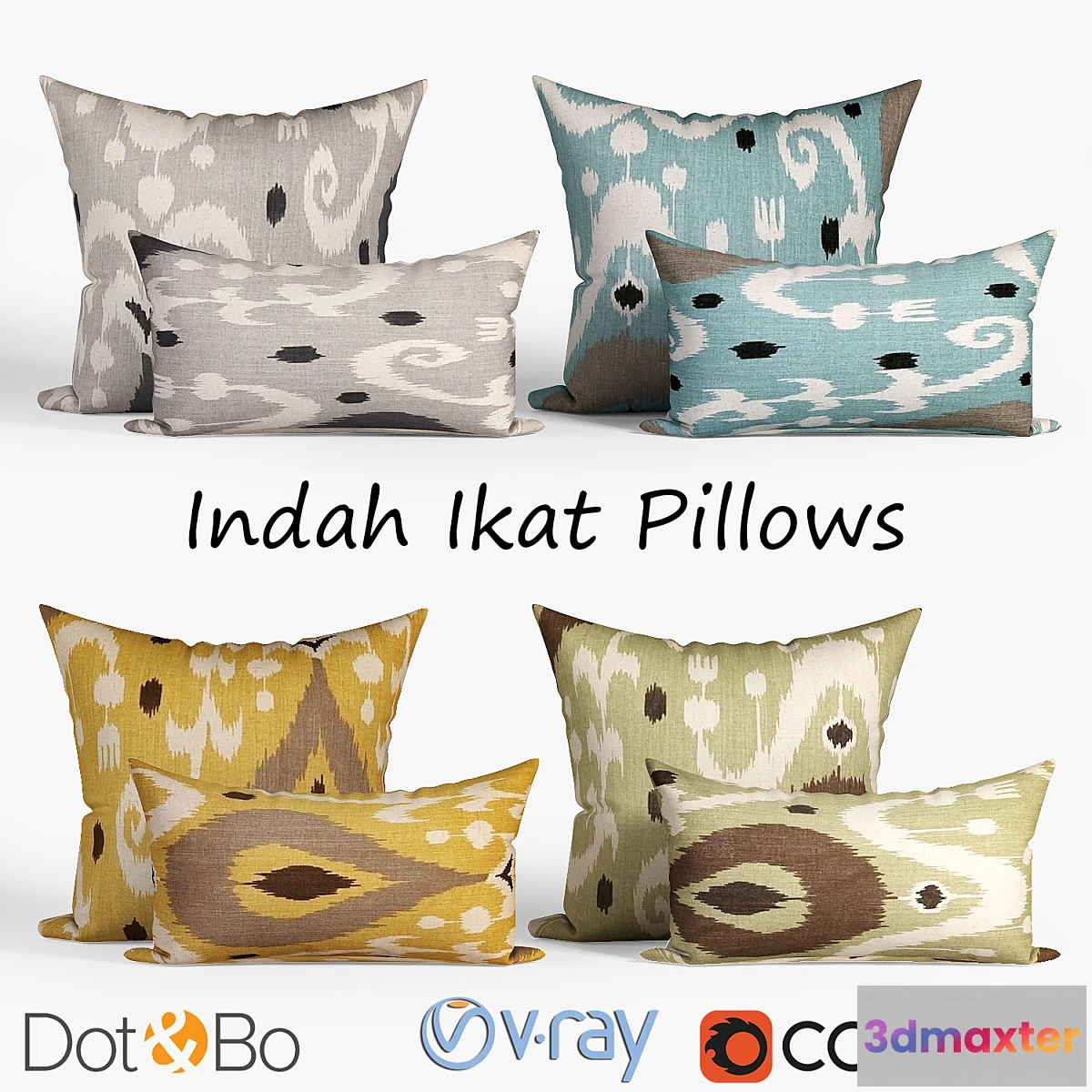 1432136 - Decorative pillows Dot and bo_Indah Ikat. set 044 3D Max