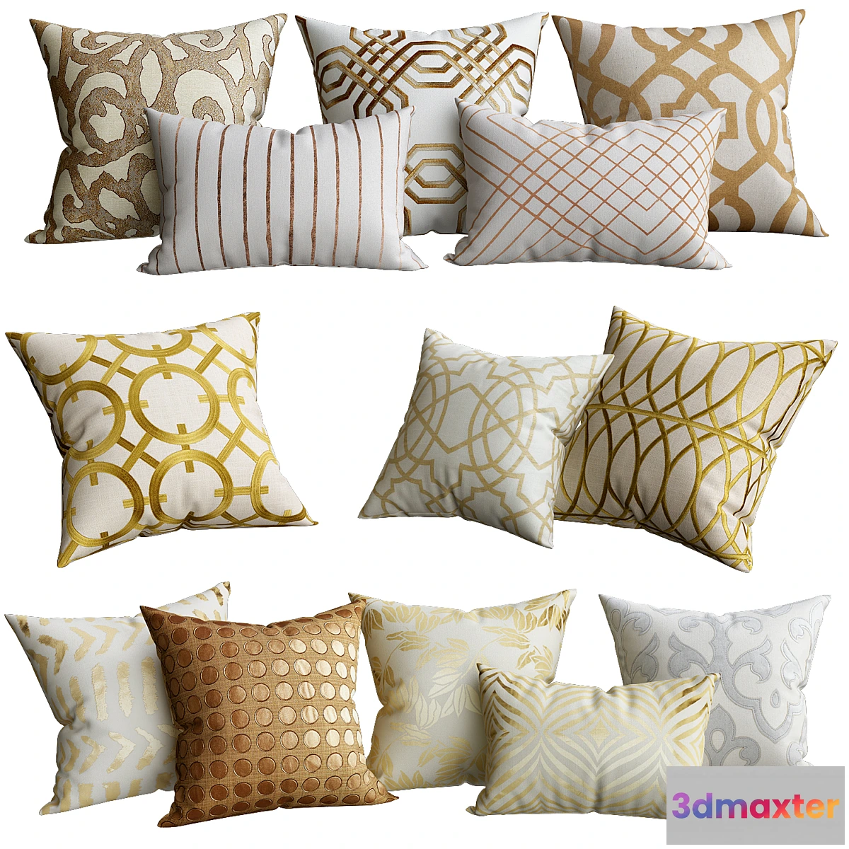 1434204 - Gold cushion for sofa 3D Max