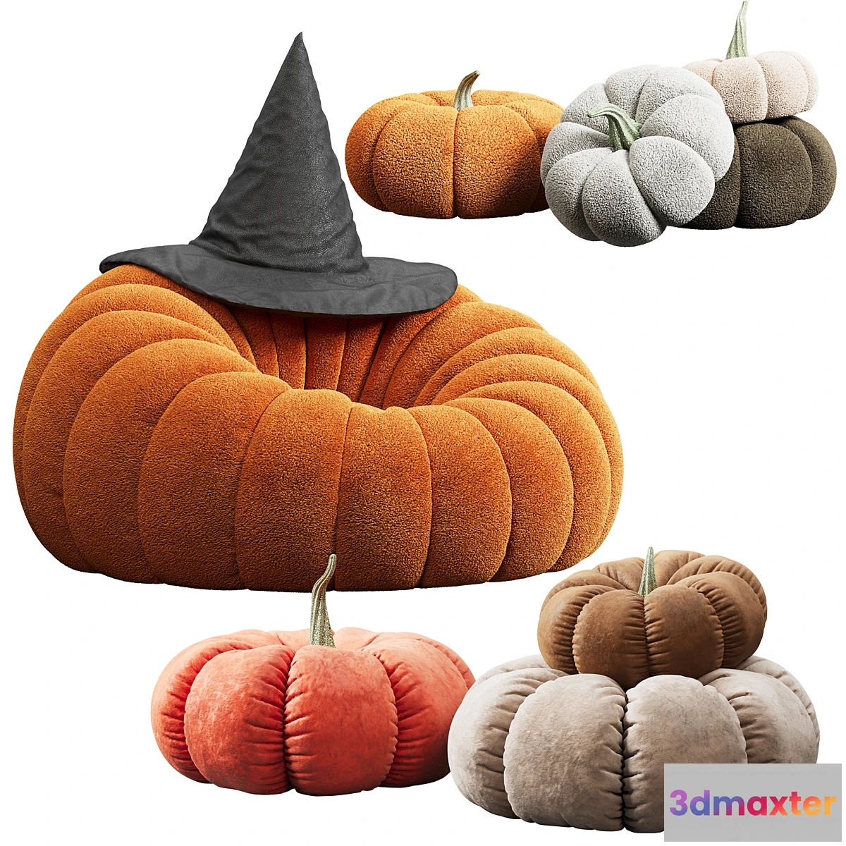 1456898 - Pumpkin chair and decorative pillows 3D Max