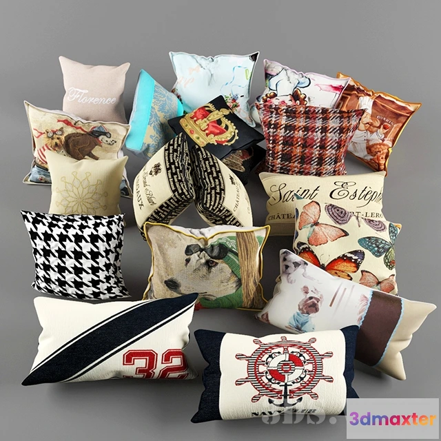 1603762 - decoration - Large set of multi-colored pillows 3D Max