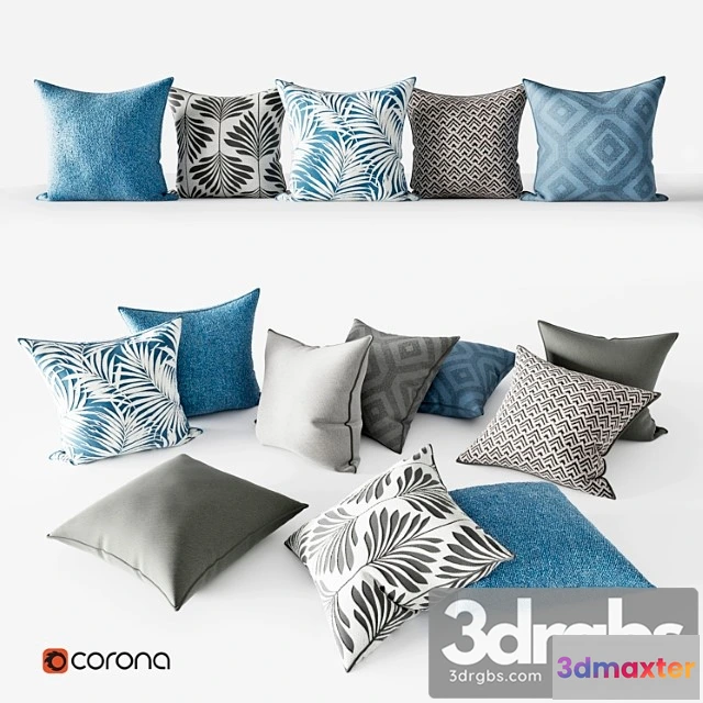 930550 - Decorative Pillows Grey And Blue Set