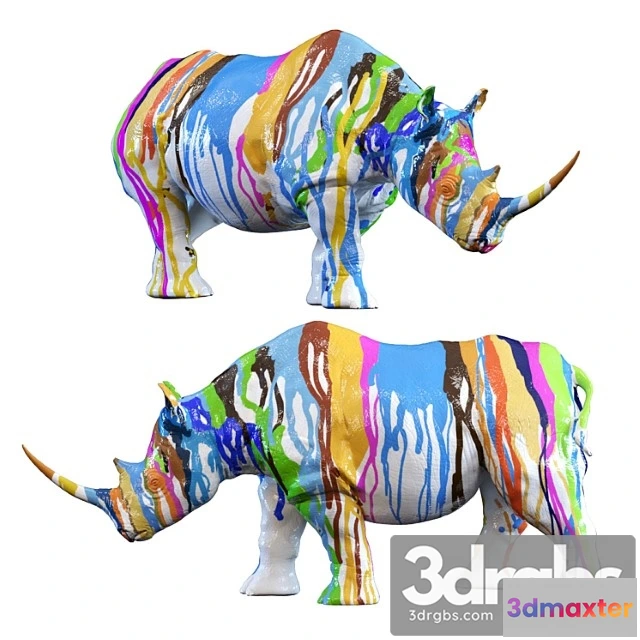 1022594 - Deco figurine rhino colore 26cm