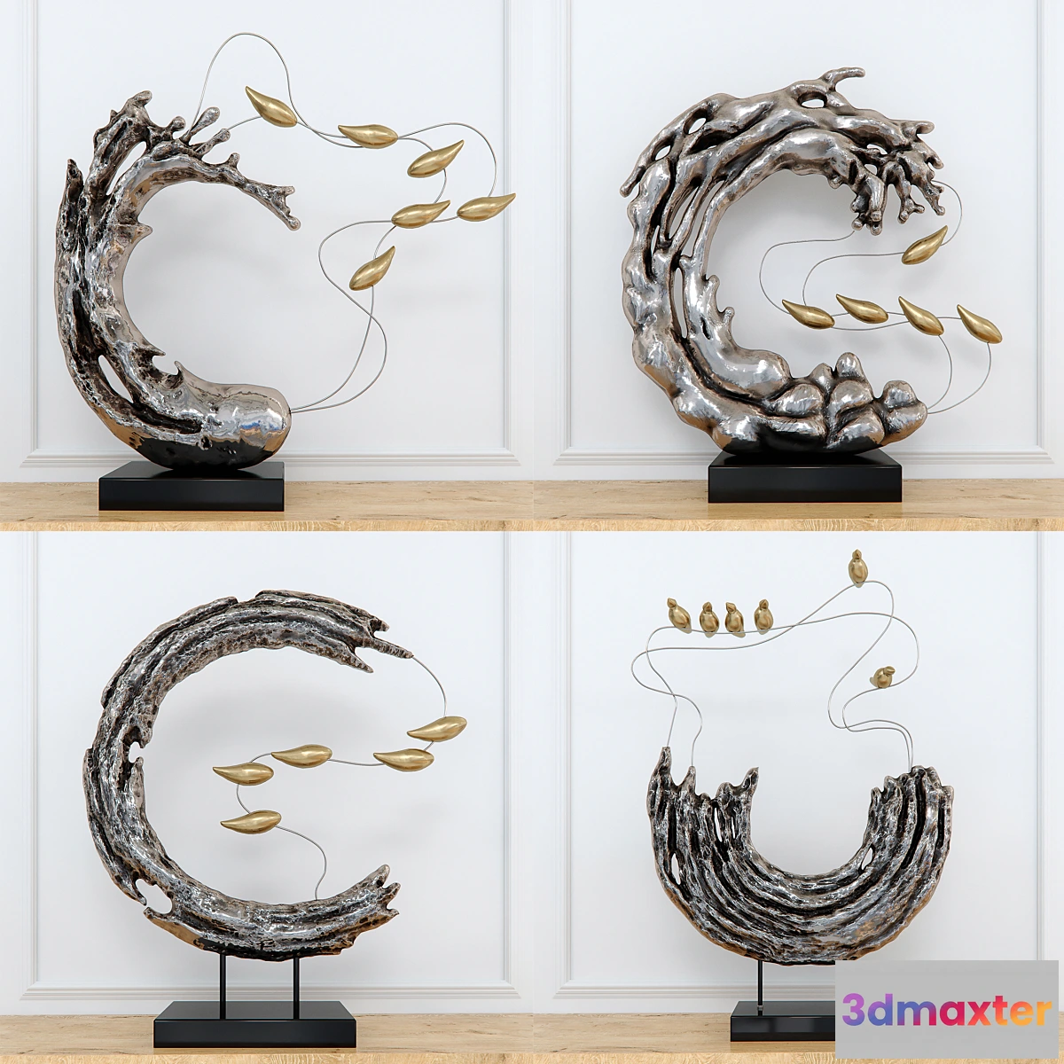 1294225 - Abstract RESIN sculpture with birds 3D Max