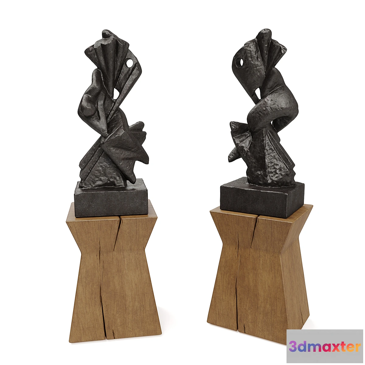 1346015 - Metal Abstract figure wooden pedestal 3D Max