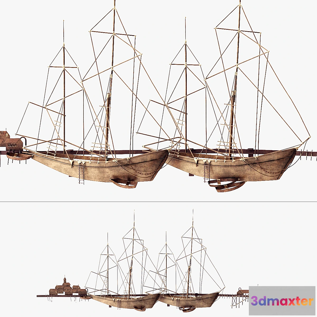1397874 - Curtis Jere Ships In The Harbor Wall Decoration 3D Max