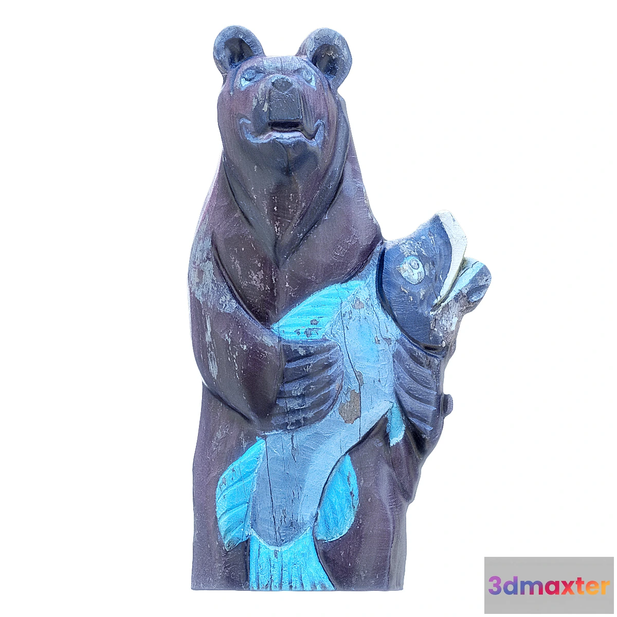 1400362 - Wooden brown bear with fish 3D Max