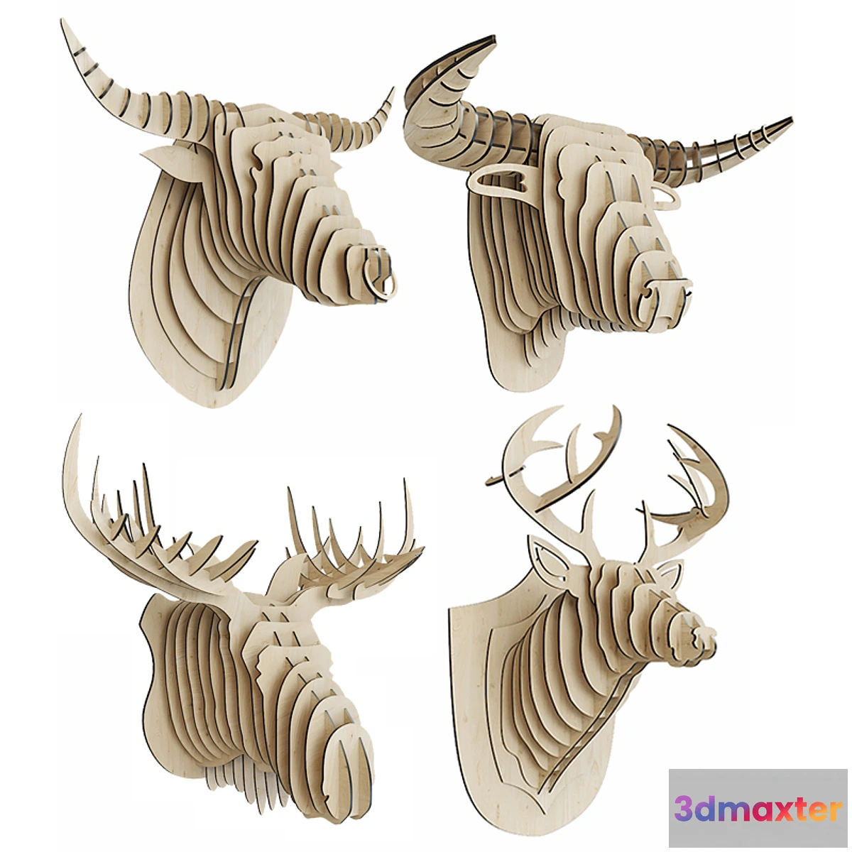 1408480 - Plywood Animal Heads 3D Max