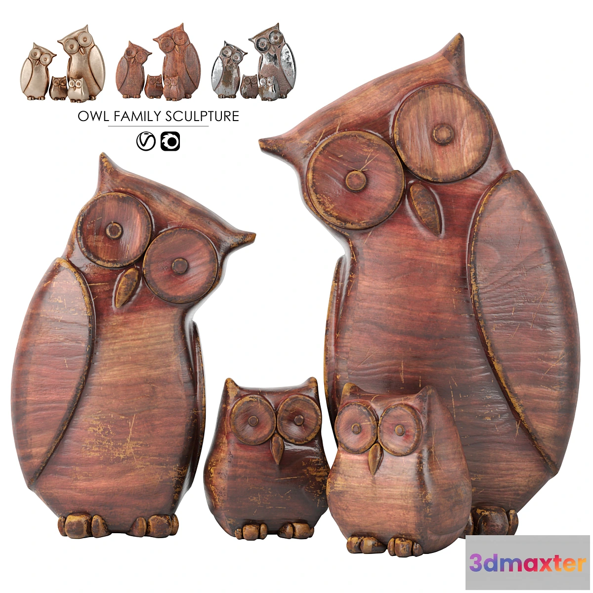1427668 - Owl Family Sculpture 3D Max
