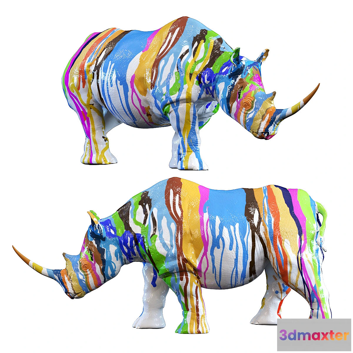 1465798 - Deco Figurine Rhino Colore 26cm 3D Max