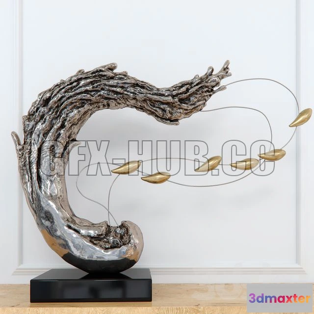 1554743 - Abstract RESIN sculpture with birds 3D Max