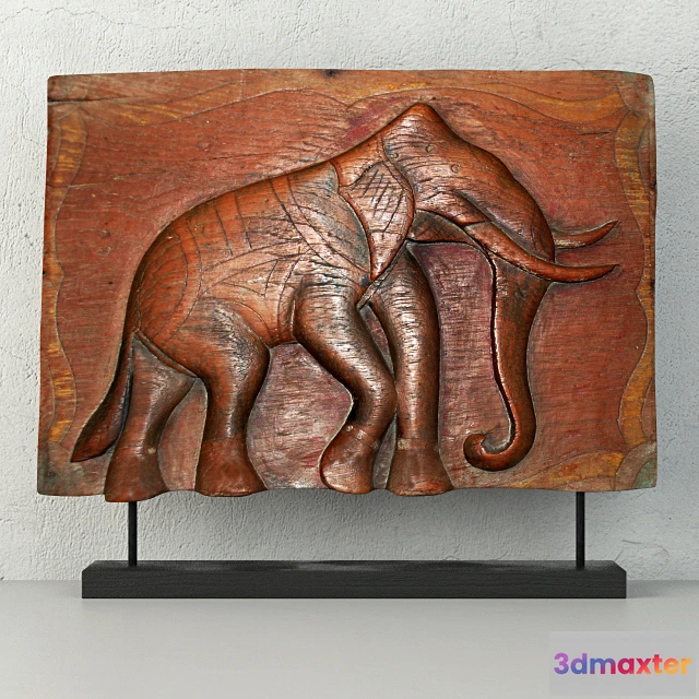 1608544 - decoration - Antique Indian Elephant Relief Panel 3D Max