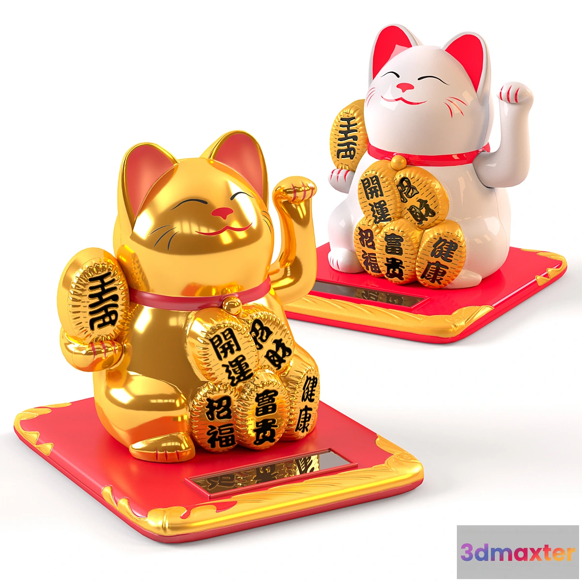 550733 - Maneki Neko Cat White and Gold