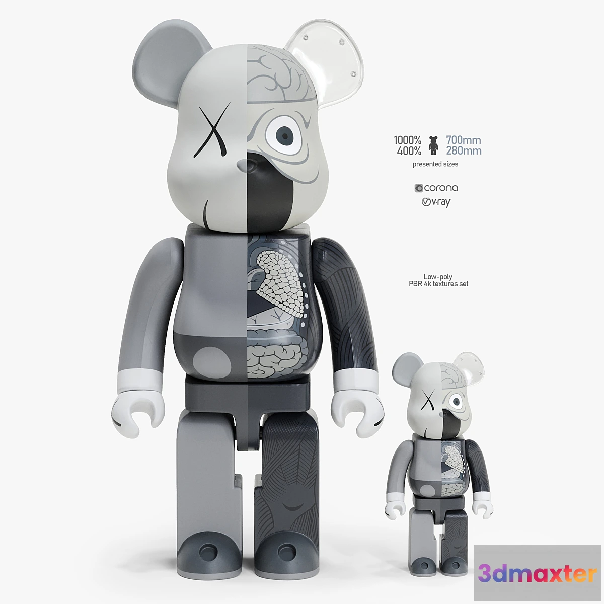 591534 - Bearbrick _ KAWS Dissected Companion Gray (2010)