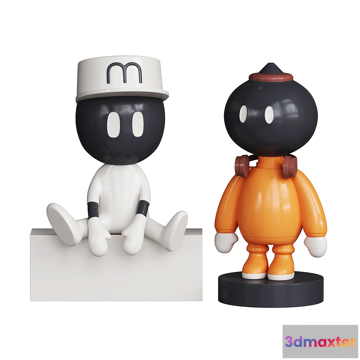 592016 - Black White Orange Character Kid’s Decor