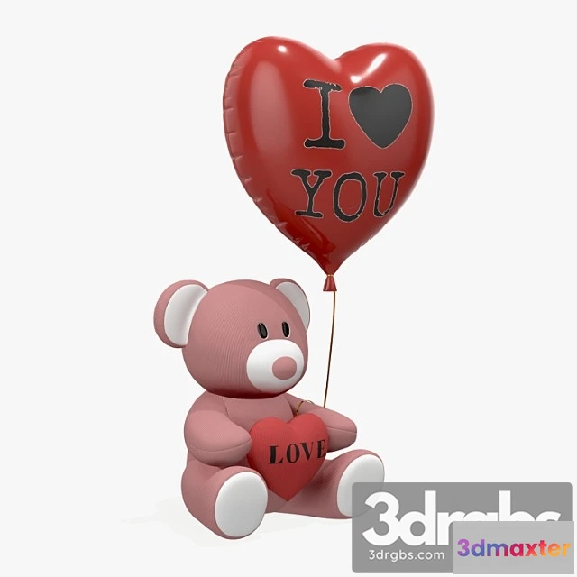 931008 - Bear Teddy Plush Toy With Heart And Balloon