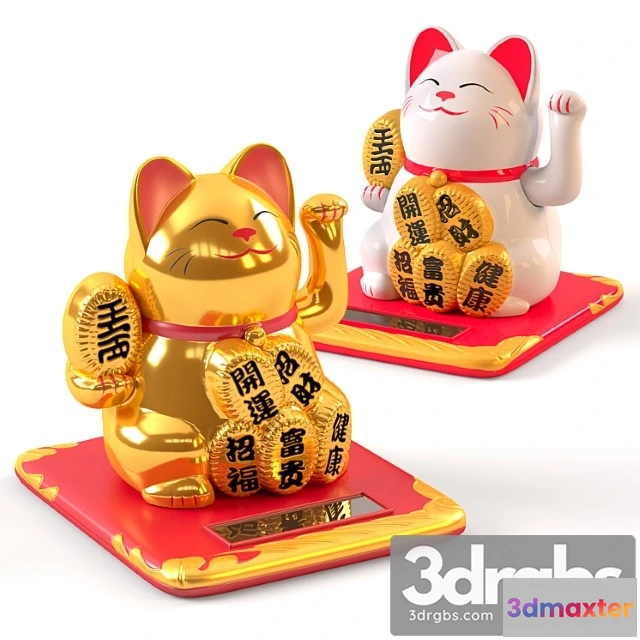 931422 - Maneki Neko Cat White And Gold