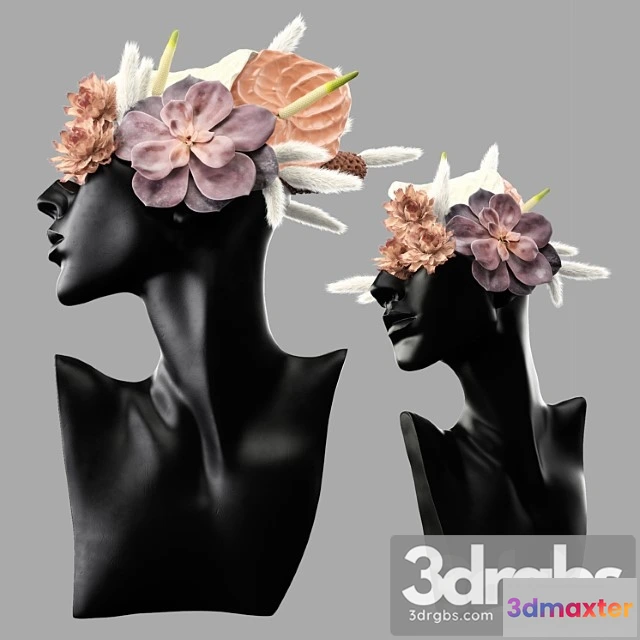 931426 - Mannequin Head Bust With A Bouquet