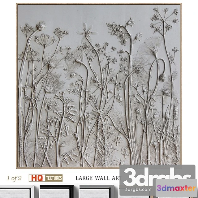931646 - Textural Plaster Wildflowers Boho Wall Art C 508