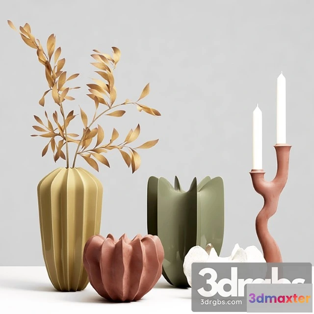 1022858 - A set of vases with a candlestick.