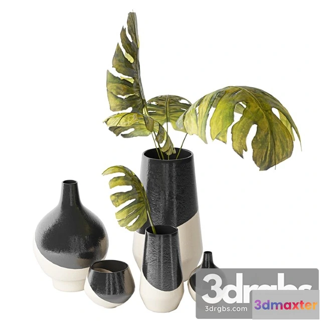 1022924 - Half dipped stoneware vases slate