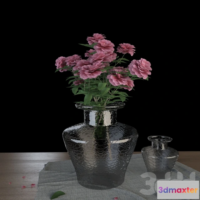 1090642 - Roses Flower set with two vases - 224199