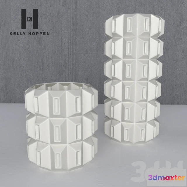 1093362 - TALL WHITE GEOMETRIC VASE - 226919