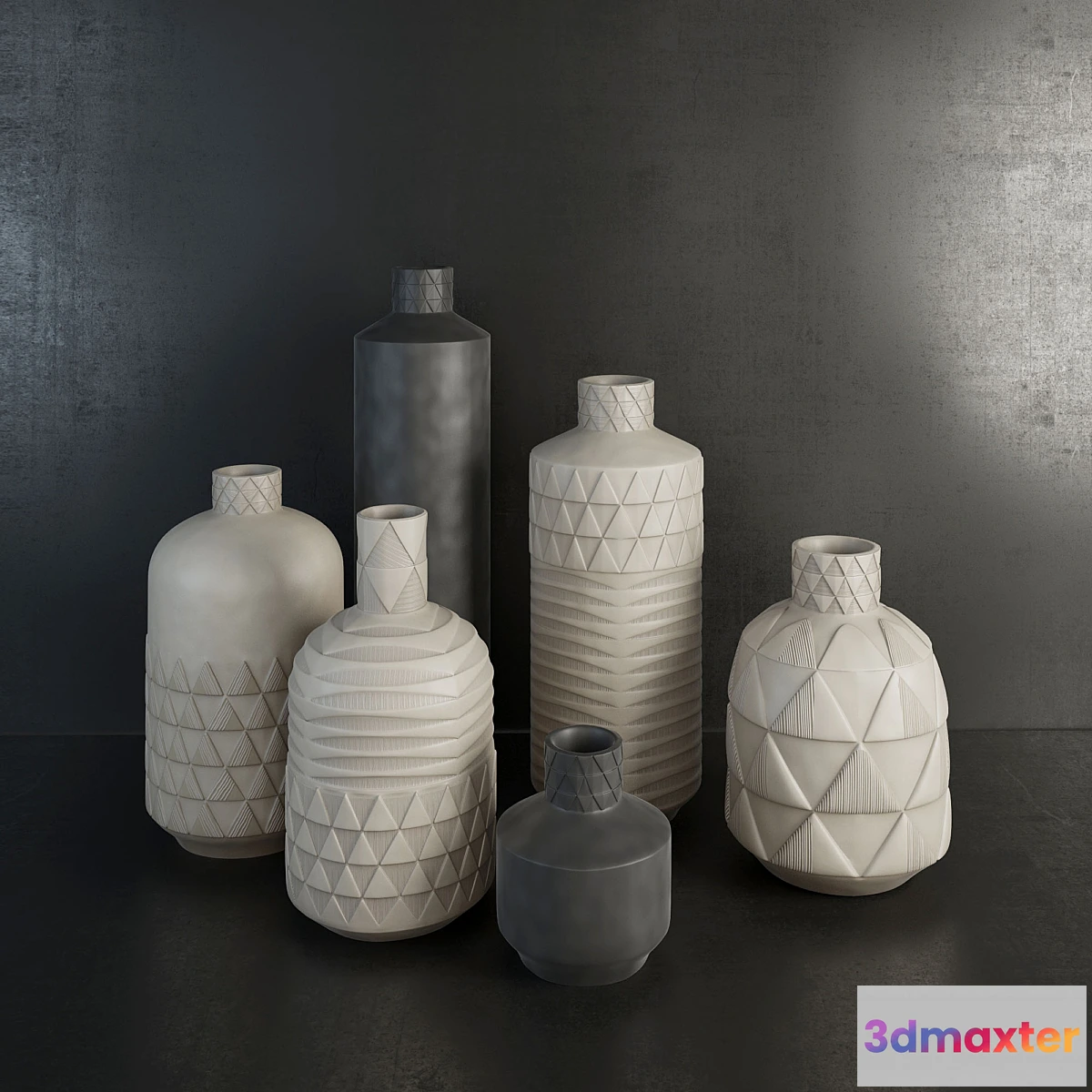 1290877 - Pressed Pattern Vases 3D Max