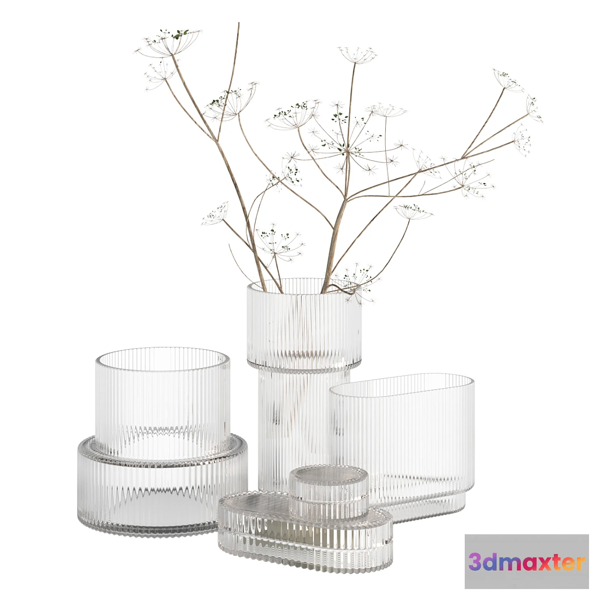 1341236 - Ripple Fluted Glass Vases HnM Home - No.2 3D Max
