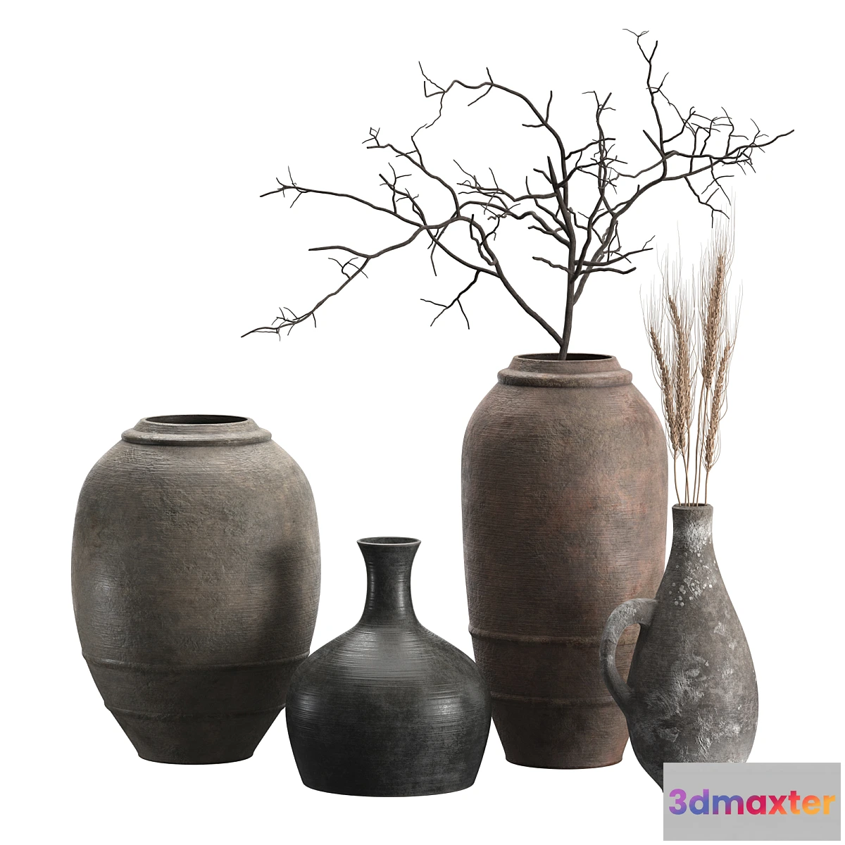1401466 - Artisan Rustic Vases set 2 3D Max